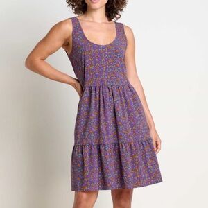 Toad&Co Purple Floral Tiered Sleeveless Dress